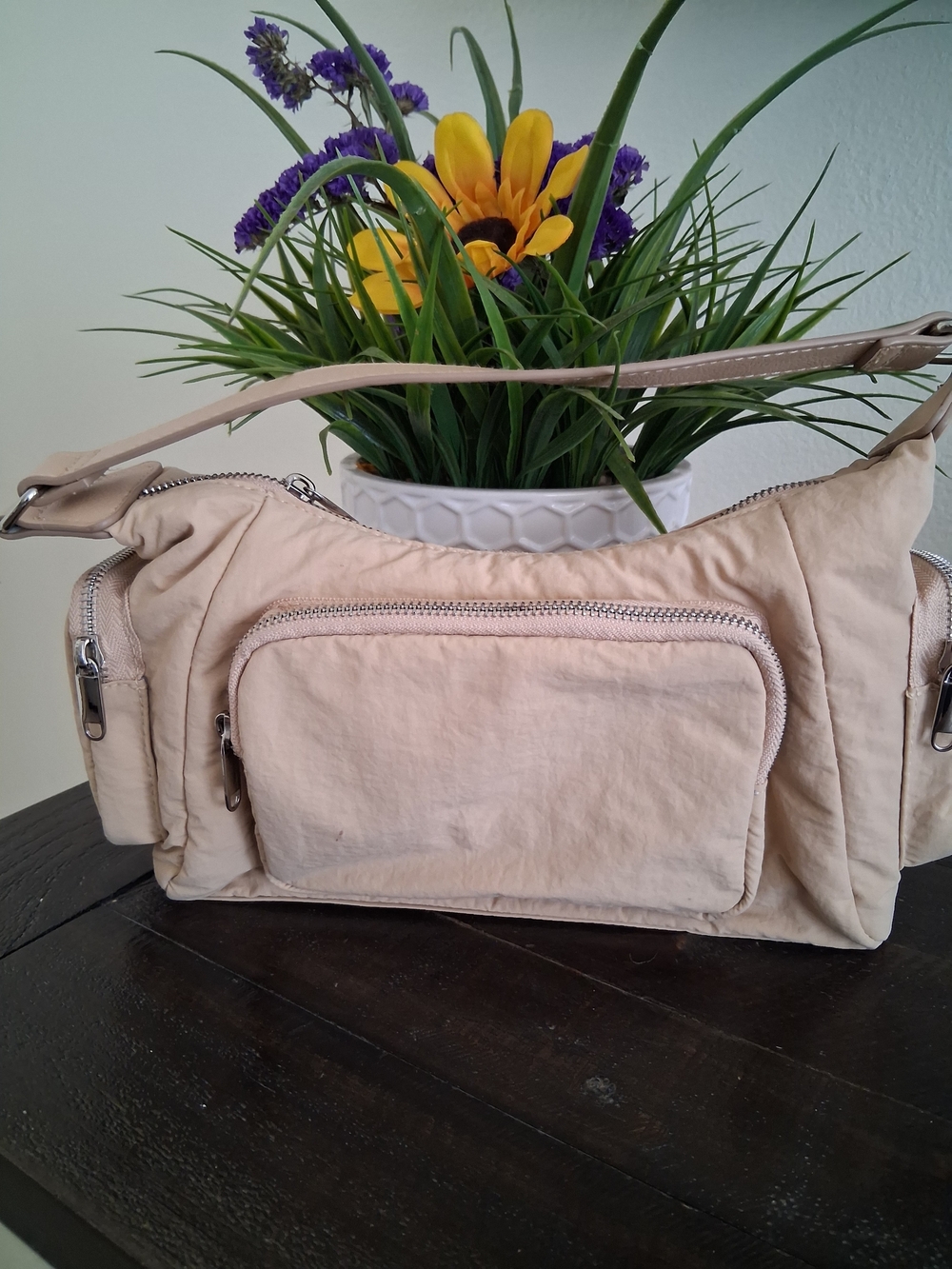 Women’s Beige Crossbody Shoulder Bag - Classic Everyday Style